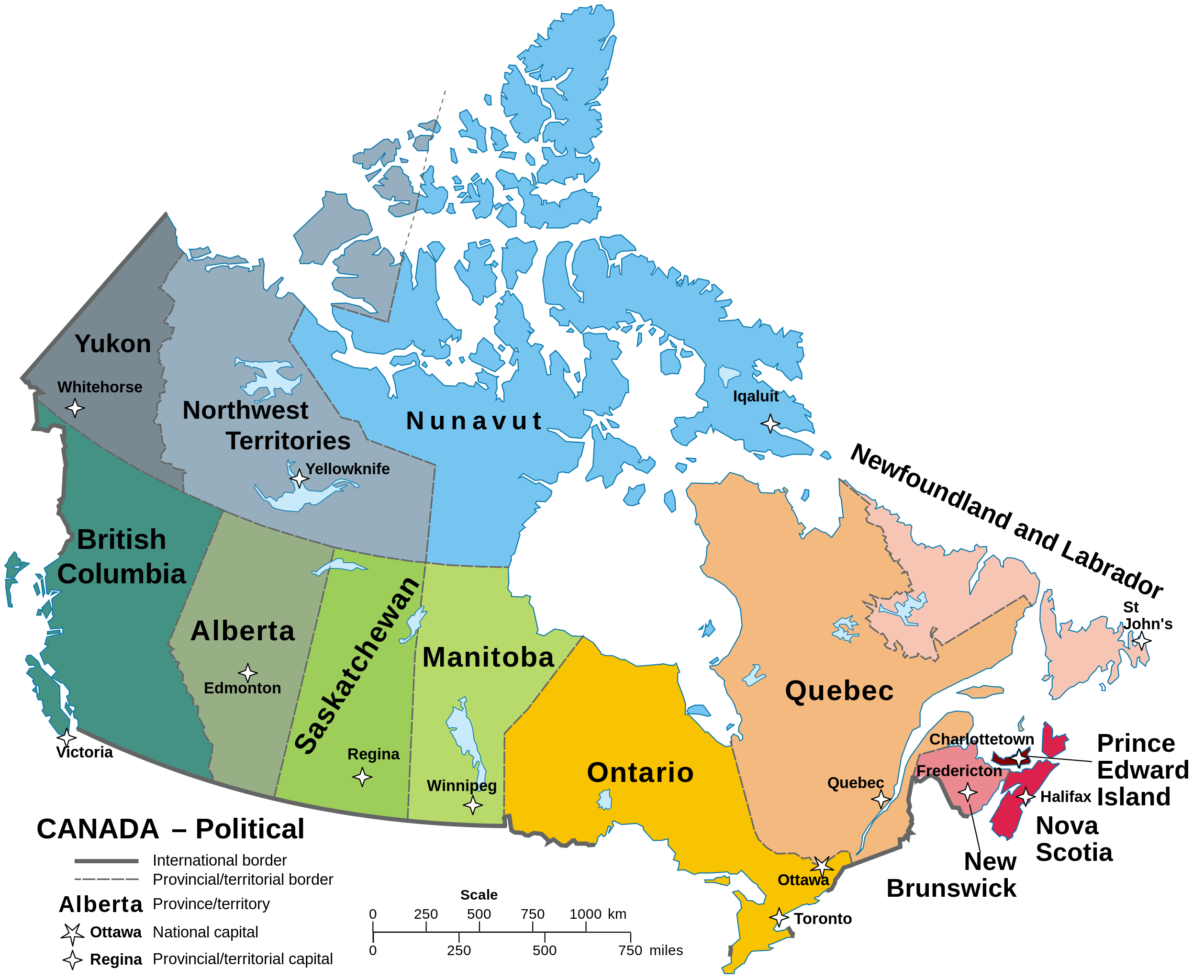 English Map of Canada